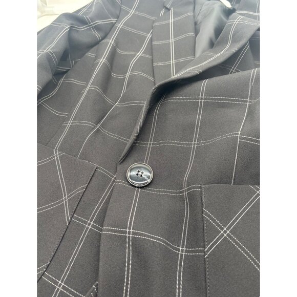 Kasper Windowpane-Plaid One-Button Blazer, Black/Vanilla, 4 - Picture 12 of 14